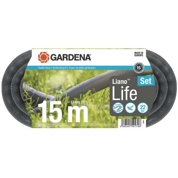 18445-20 Λάστιχο Υφασμάτινο Gardena Liano Life 1/2"-15m Σετ με Ακροφύσιο & συνδέσμους OGS