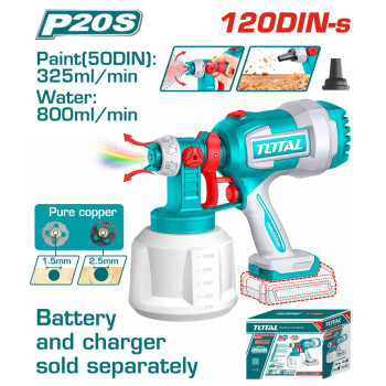 TOTAL ΠΙΣΤΟΛΙ ΒΑΦΗΣ ΜΠΑΤ. Li-ion 20V ΧΩΡΙΣ ΜΠΑΤΑΡΙΑ & ΦΟΡΤΙΣΤΗ (TSGLI2004)