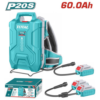 TOTAL ΕΠΑΓΓ. ΤΡΟΦΟΔΟΤΙΚΟ ΠΛΑΤΗΣ ΜΠΑΤΑΡΙΑΣ Li-ion 20V/20V+20V / 60Ah / 30Ah (1080Wh) (TFBLI241110)