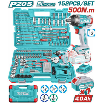 TOTAL ΕΠΑΓΓ. ΣΕΤ ΜΠΟΥΛΟΝΟΚΛΕΙΔΟ ΜΠΑΤ. Li-ion 20V / 500Nm / 4Ah / 1 ΜΠΑΤ 152ΤΕΜ (THKTHP31522)