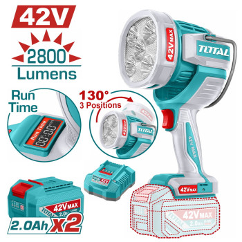 TOTAL ΕΠΑΓΓ. ΠΡΟΒΟΛΕΑΣ LED ΜΠΑΤ. Li-ion 42V / 50W / 2Ah / 2 ΜΠΑΤ (TWLI42896E)